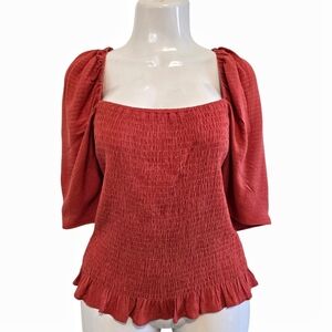 Express - Coral Smocked Blouse